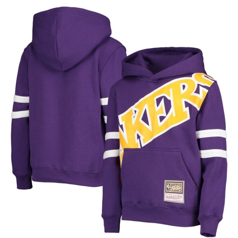 Los Angeles Lakers Mitchell & Ness Purple Hardwood Classics Pullover SIZE 18/20